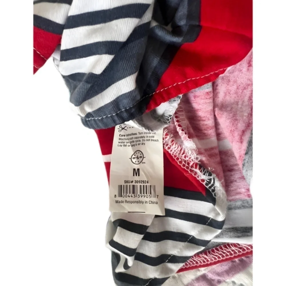 (NWOT) Bond & Co Striped Dog T-Shirt Medium Red White Blue Tee